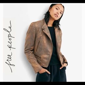 NWT; Free People Fenix Vegan Snakeskin Jacket, Black Combo; Size Large